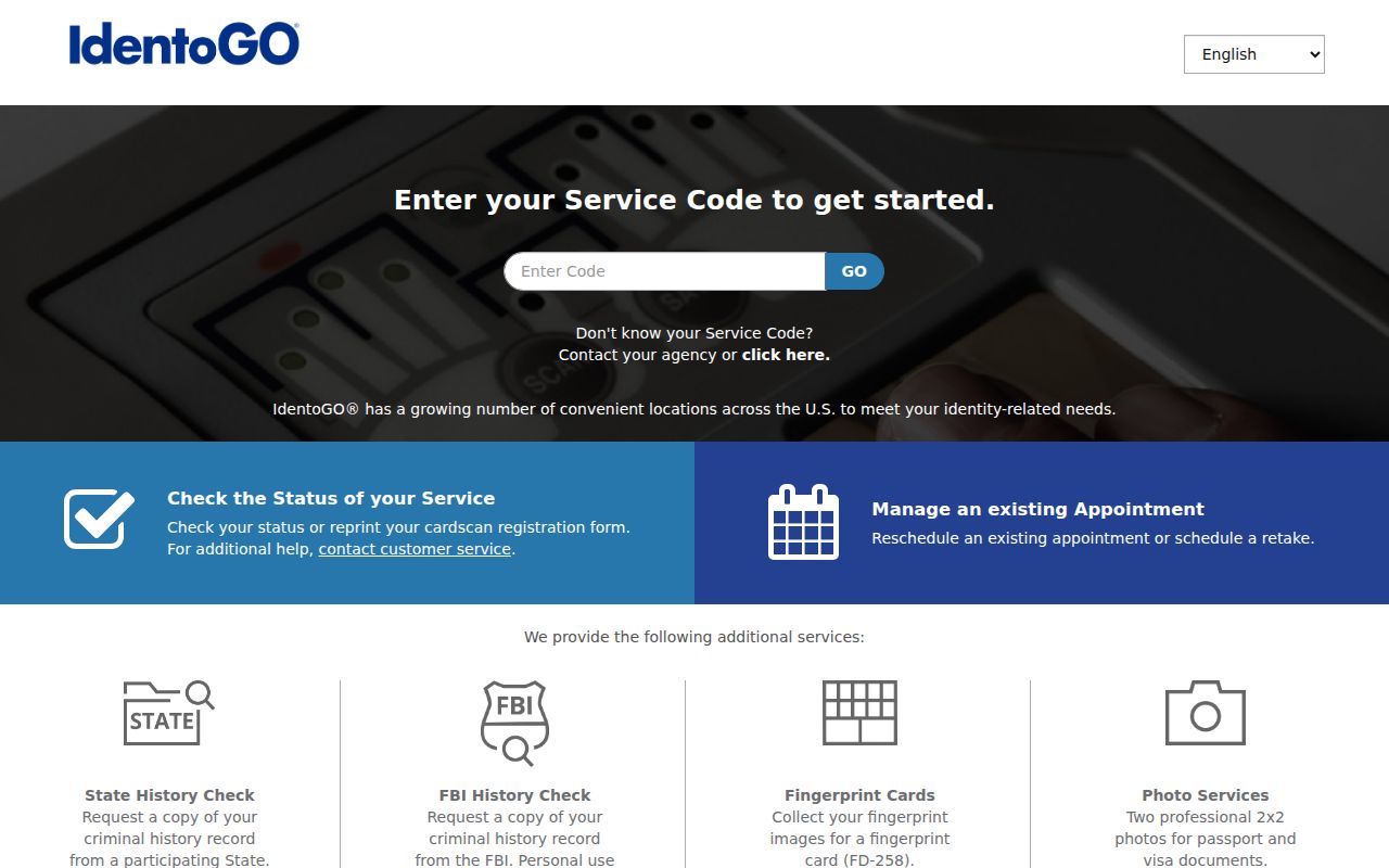 Tyler County criminal history fingerprint enrollment through IdentoGO