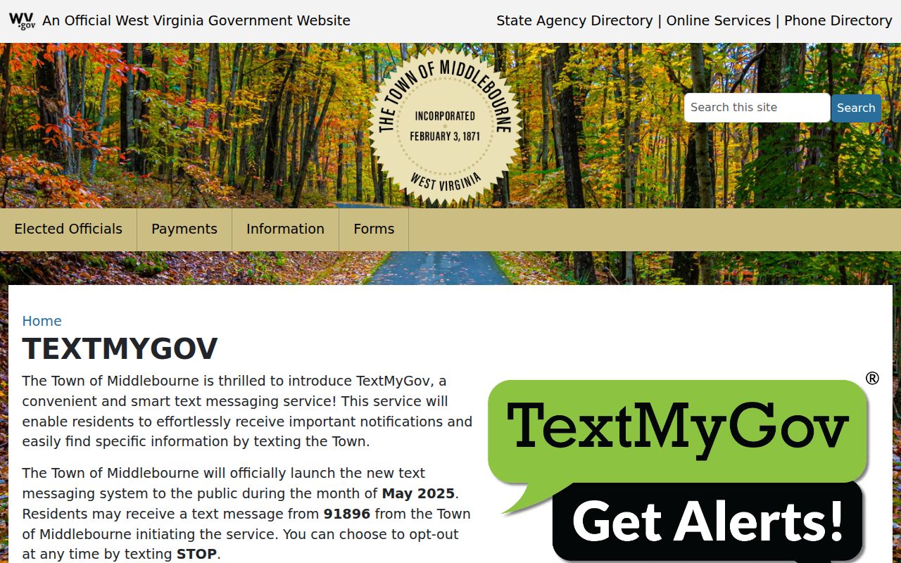 Middlebourne criminal record search distinction from TextMyGov alerts