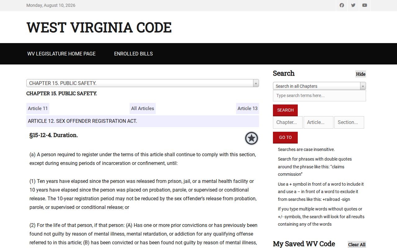 Tyler County offender registration duration and verification statute